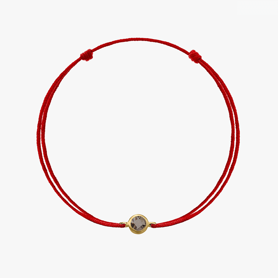 Stříbrný šňůrkový náramek Birthstone Zlato Kouřový Křemen - Indira