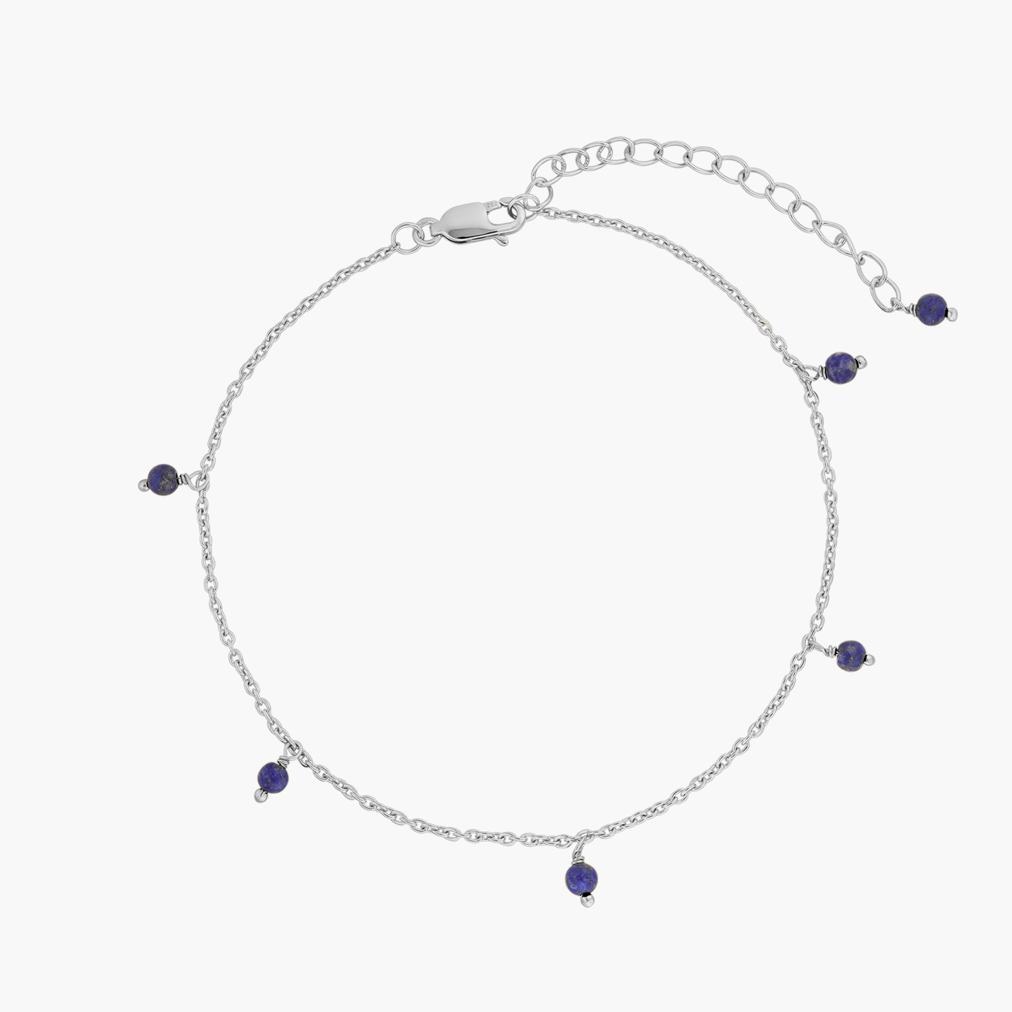 Stříbrný náramek na nohu Gem Droplet - Lapis - Indira