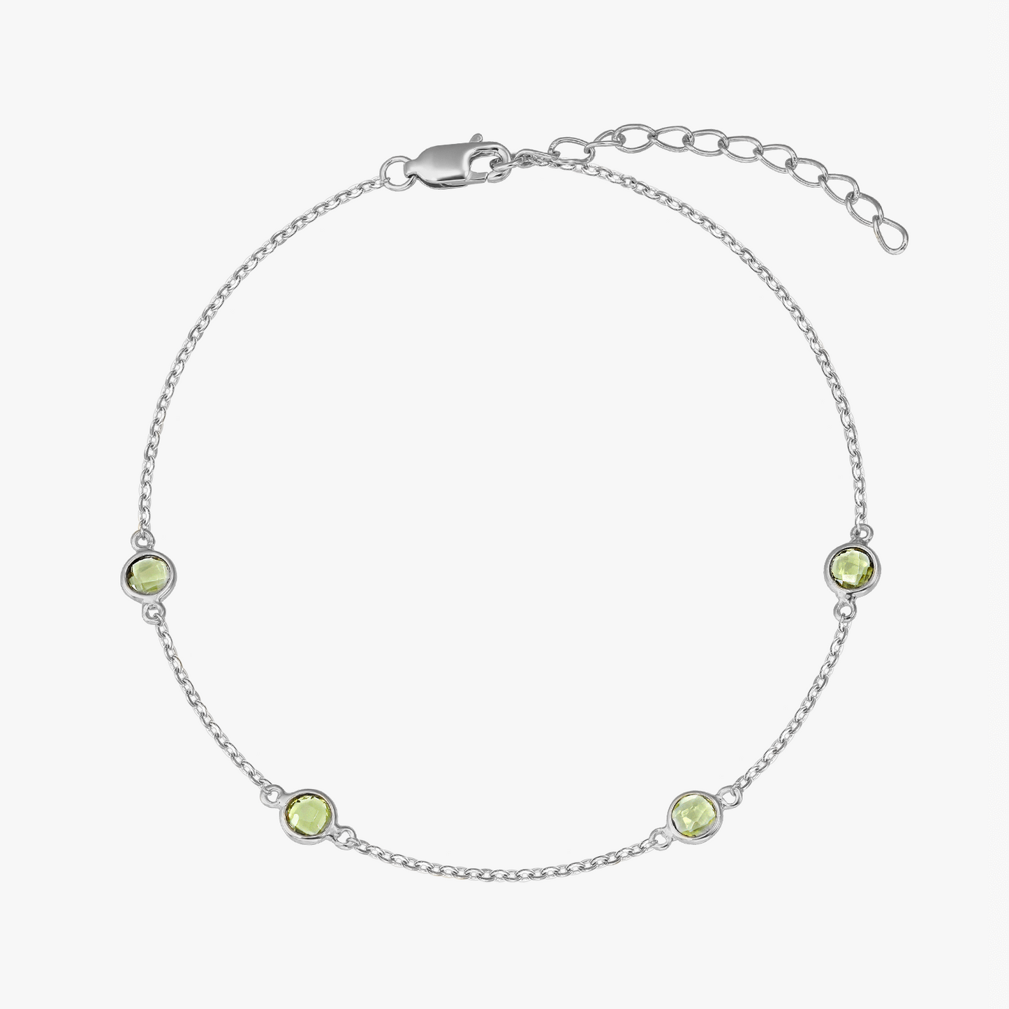 Stříbrný náramek Birthstone Srpen - Peridot - Indira