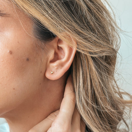 Stříbrné náušnice Golden Cosmic Star - Indira