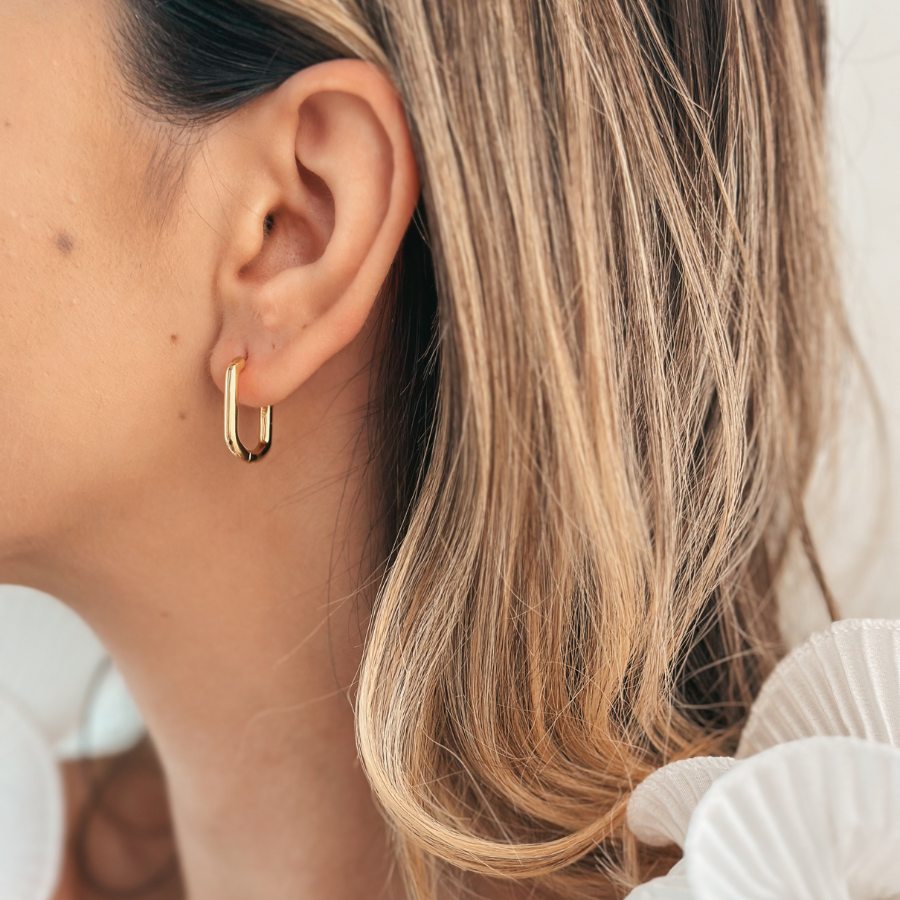 Stříbrné náušnice Golden Square Hoops - Indira