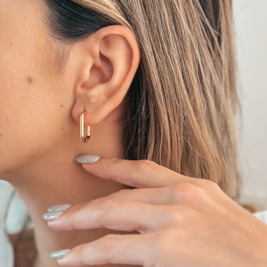Stříbrné náušnice Golden Square Hoops - Indira