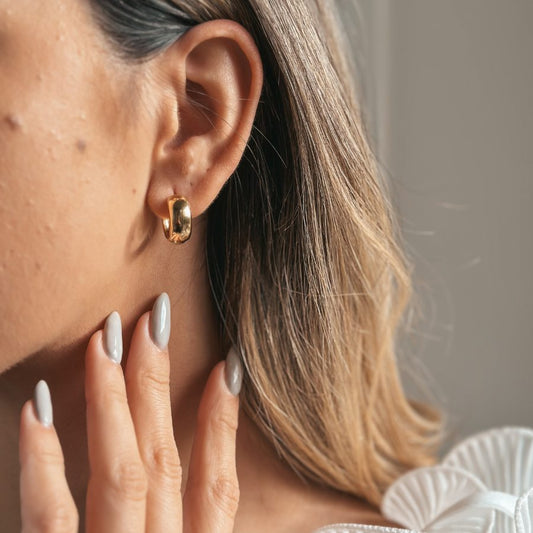 Cercei din argint Golden Bold Maxi Hoops - Indira