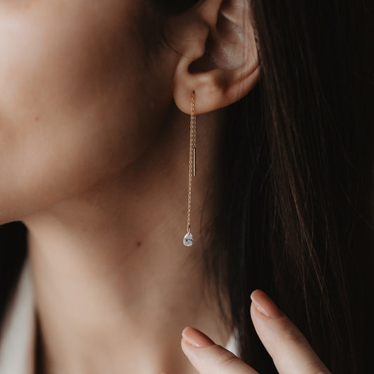 Stříbrné náušnice Golden Solitaire - Zirkon - Indira