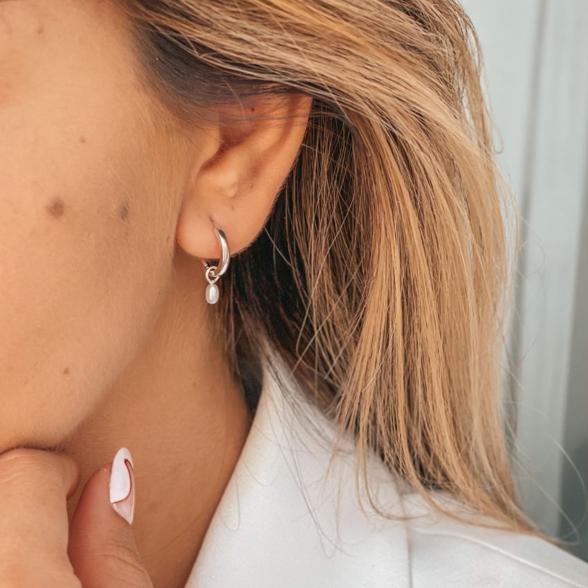 Stříbrné náušnice Little Drop - Přírodní perly - Indira