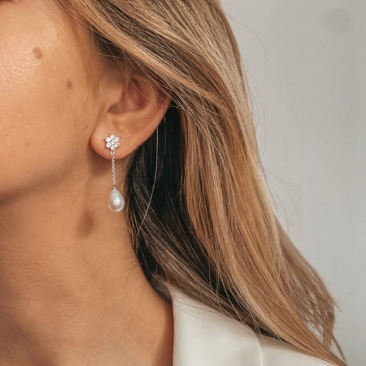 Stříbrné náušnice Midwinter - Přírodní perly - Indira