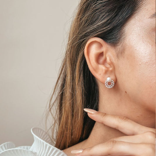 Stříbrné náušnice Nia - Přírodní perla - Indira