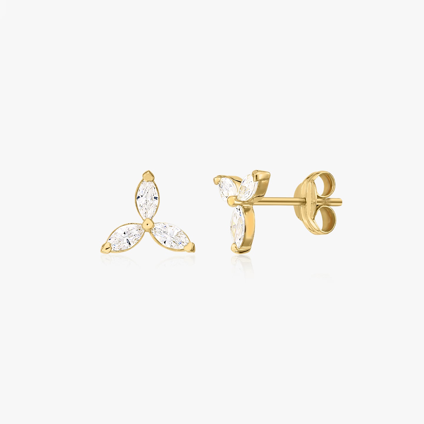 Zlaté náušnice Flower Studs - Zirkon - Indira
