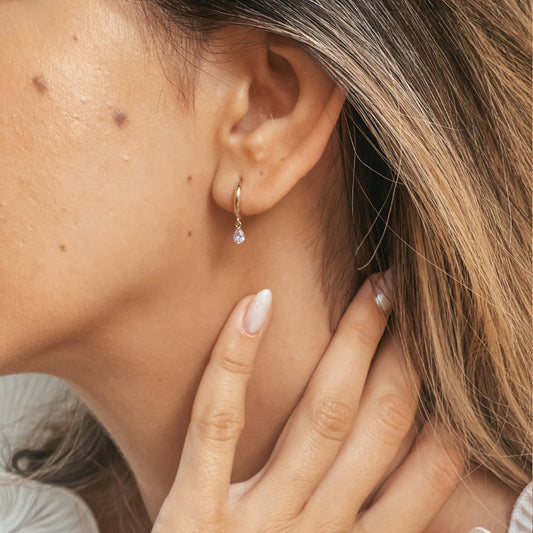 Zlaté náušnice Lavender Drops - zirkon - Indira