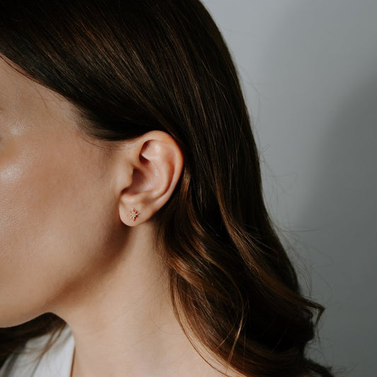 Zlaté náušnice Morningstar - Zirkon - Indira