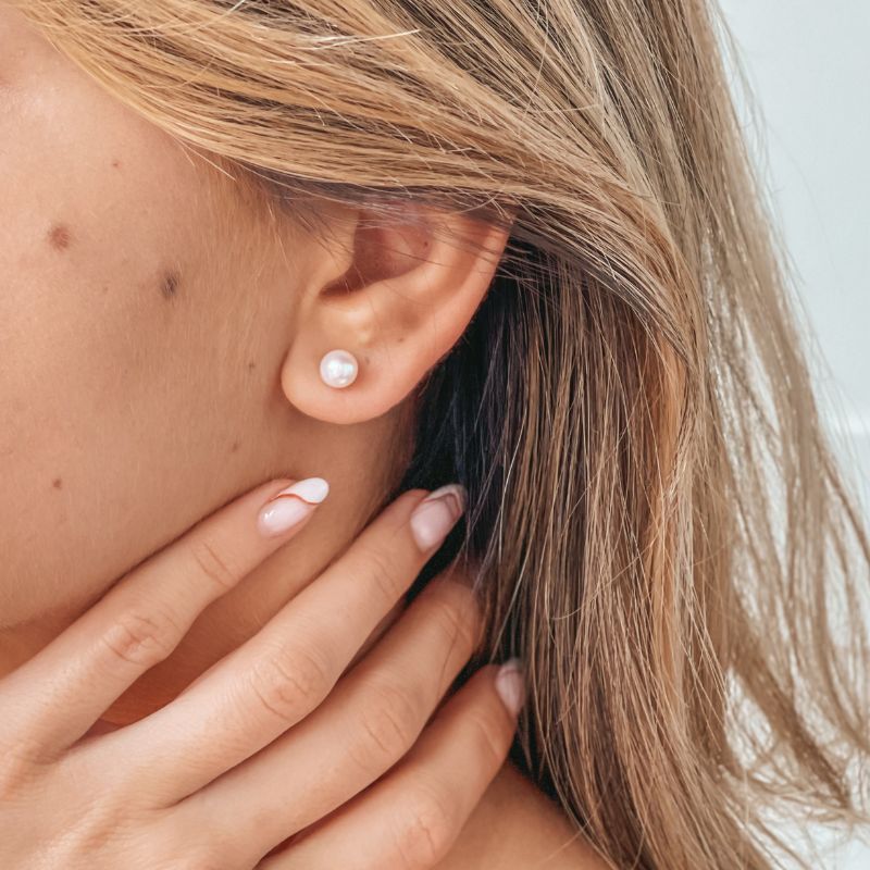 Zlaté náušnice Pearl Studs - Indira