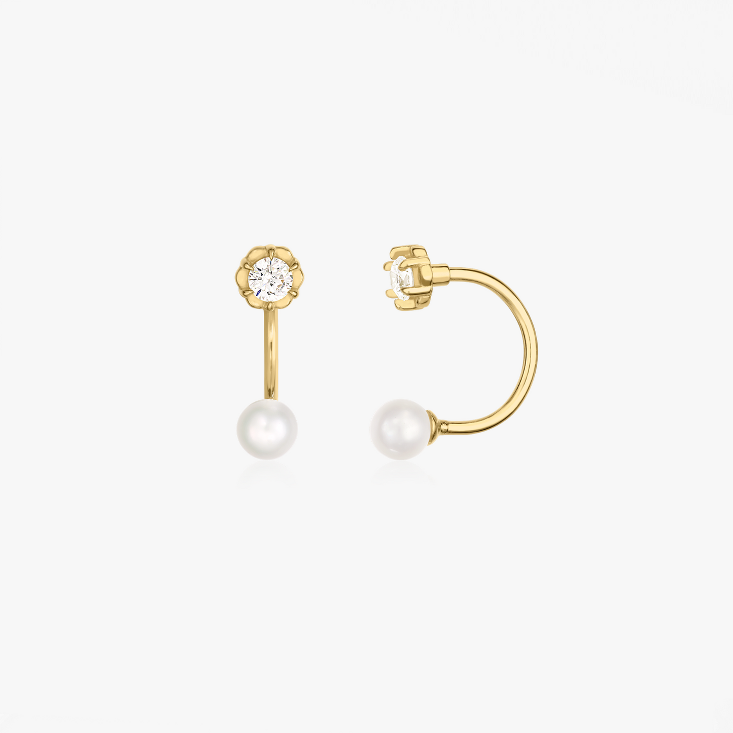 Náušnice zlaté Pearl and stone jacket - Přírodní Perly - Indira