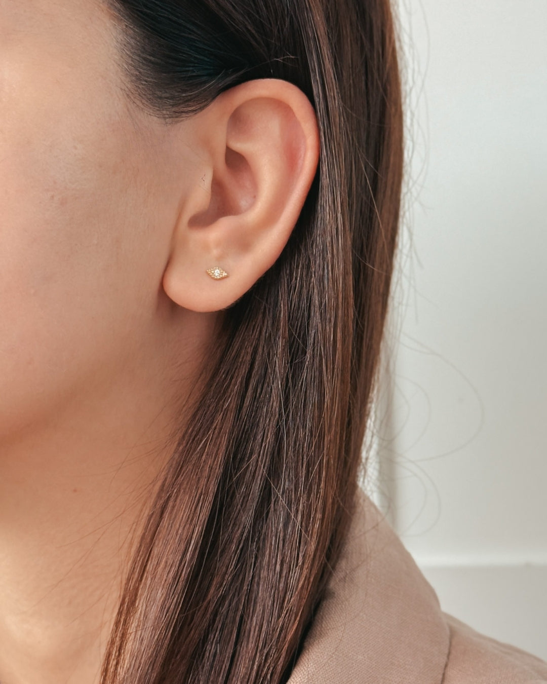 Piercingové náušnice labret ze žlutého zlata Gold Eye - Zirkon - Indira