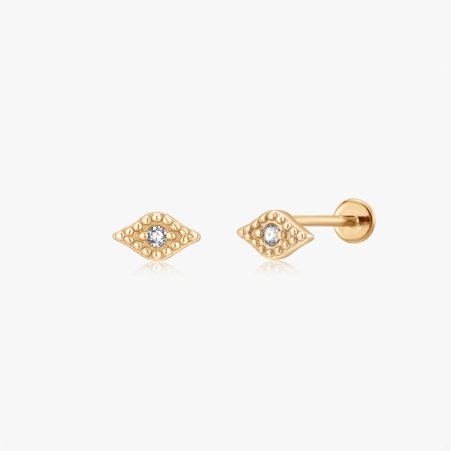 Piercing náušnice labret ze žlutého zlata Gold Eye - Zirkonium