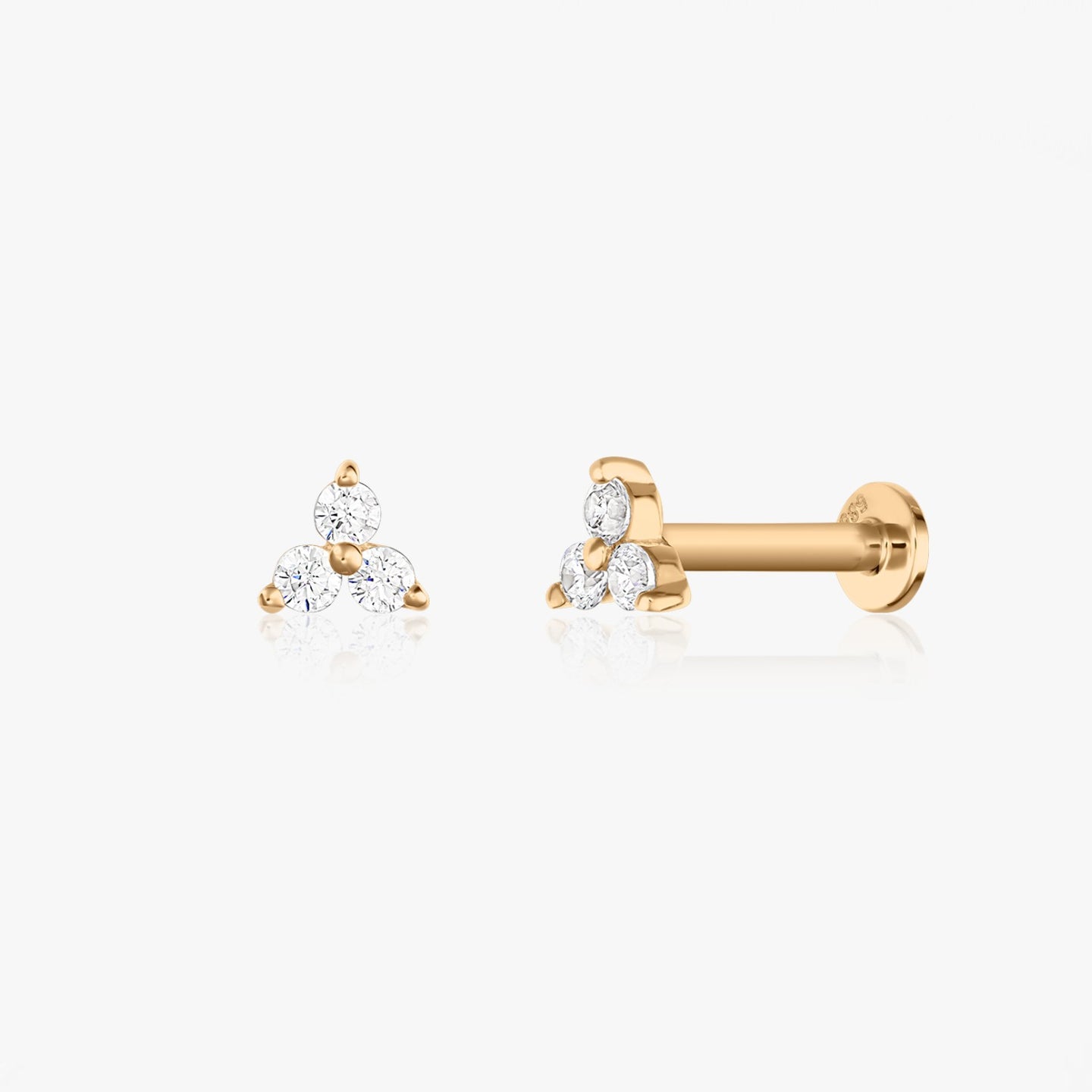 Piercing náušnice labret ze žlutého zlata Petals - Zirkon