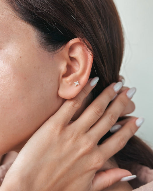 Piercing do ucha labret ze žlutého zlata Shining Star - Zirkon - Indira