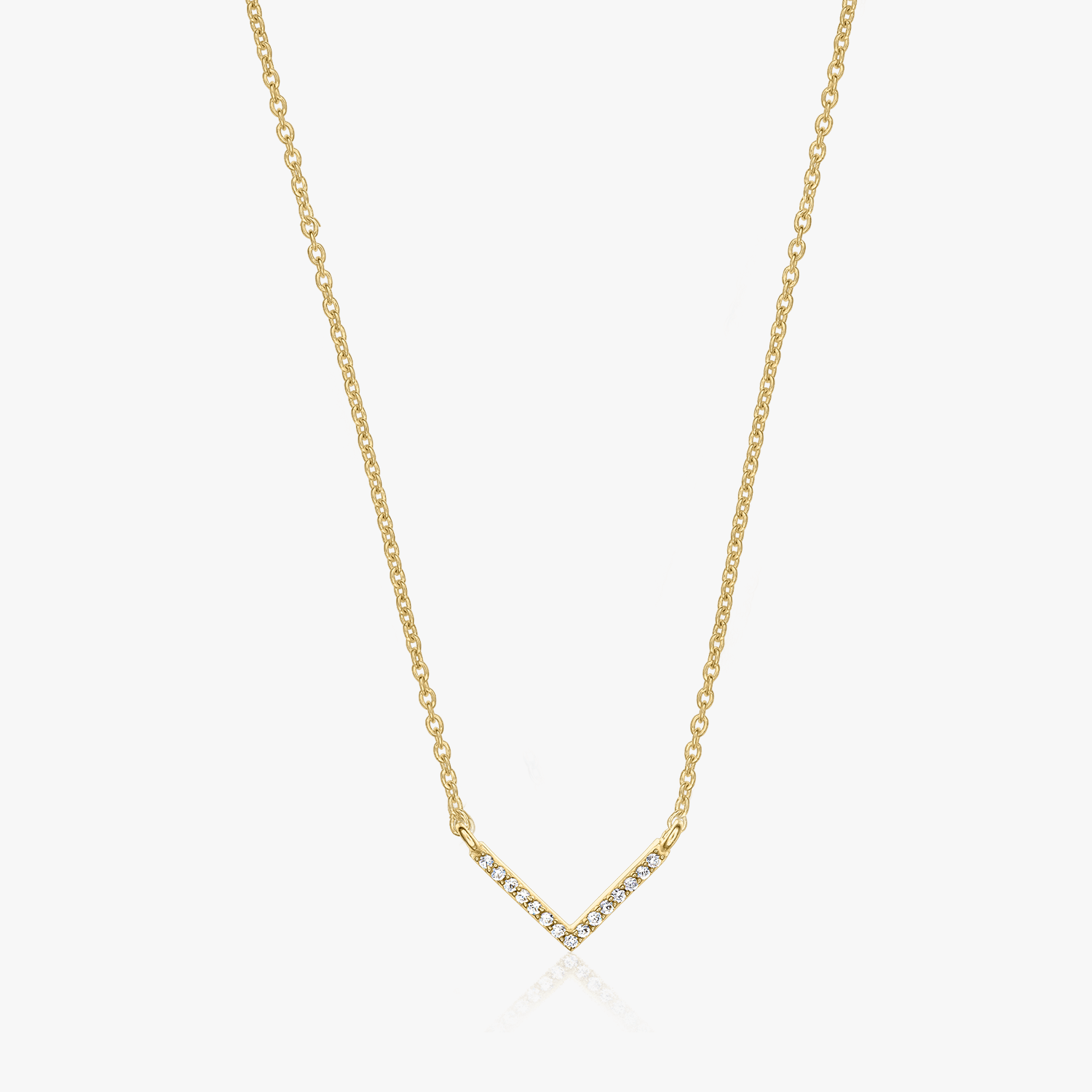 Stříbrný náhrdelník Golden V Neck - Zirkon - Indira