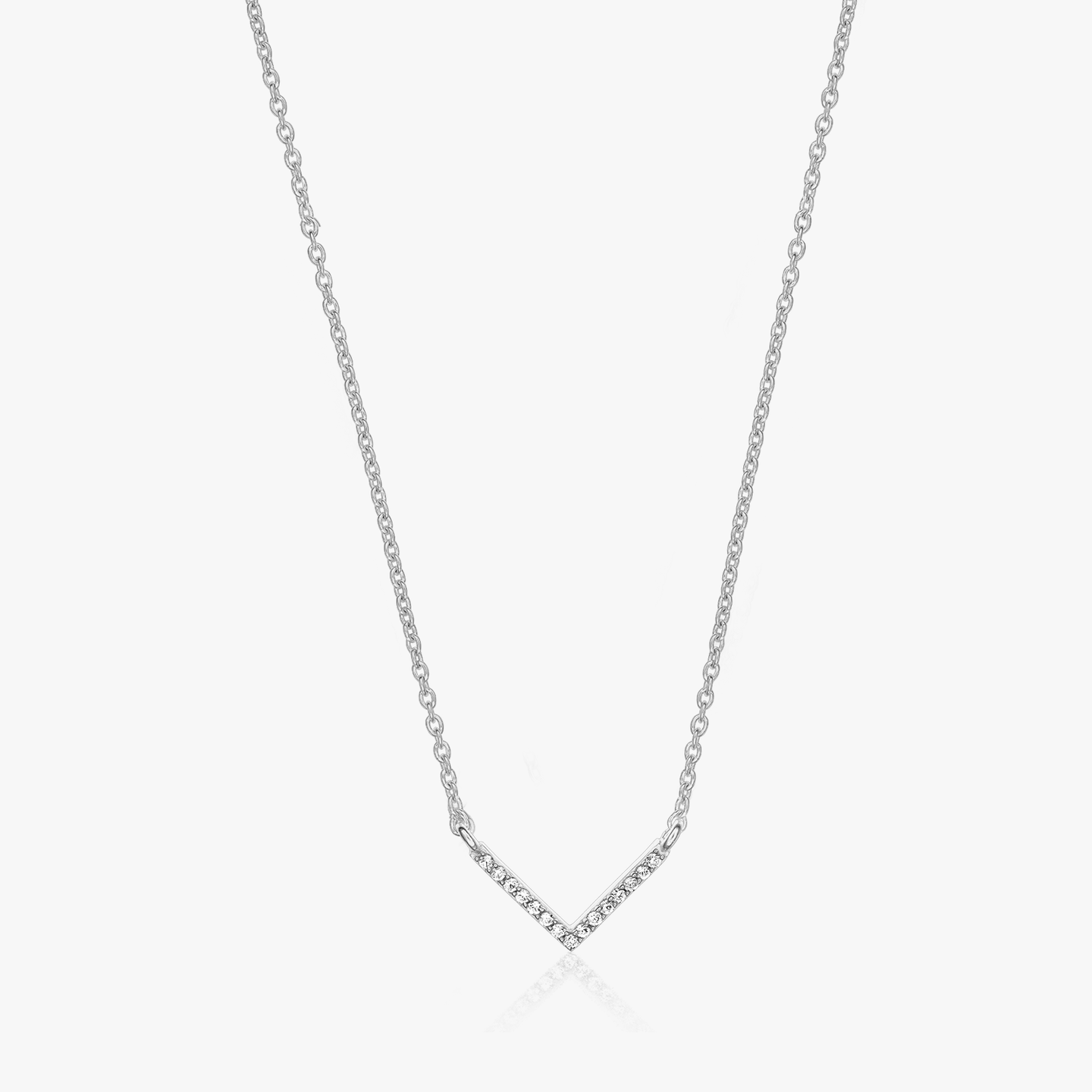 Stříbrný náhrdelník V Neck - Zirkon - Indira