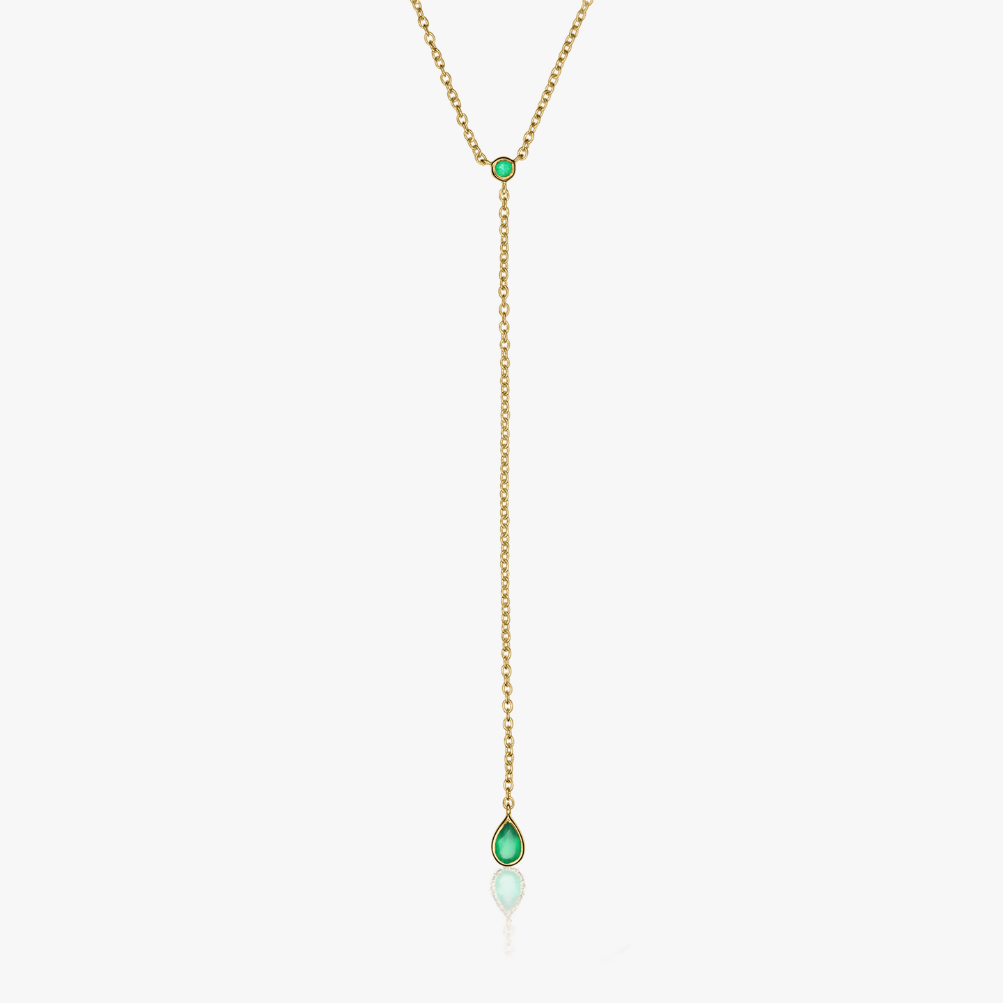Stříbrný náhrdelník Golden Lariat - Zelený Onyx - Indira