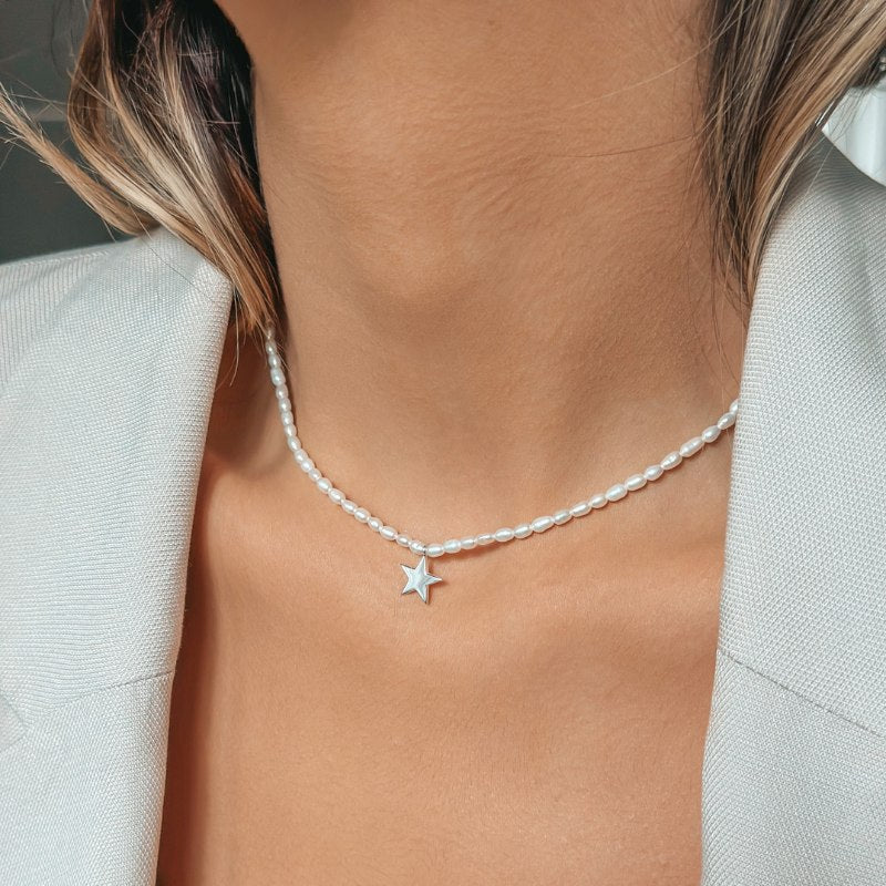 Stříbrný náhrdelník Tiana - Přírodní perly - Indira