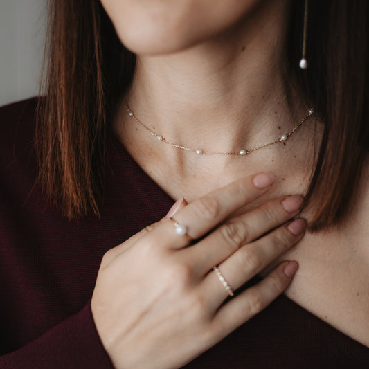 Zlatý náhrdelník Pearl Elegance - Indira