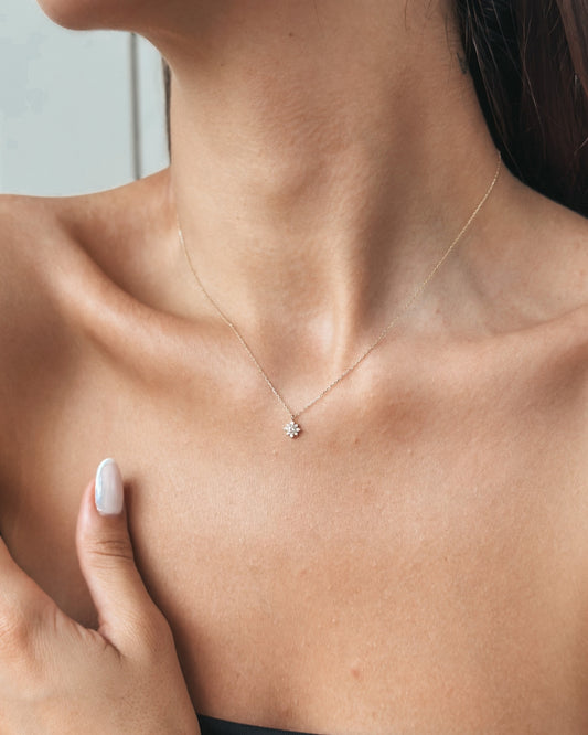 Náhrdelník ze žlutého zlata Flora - Bílý safír, Růžový morganit - Indira