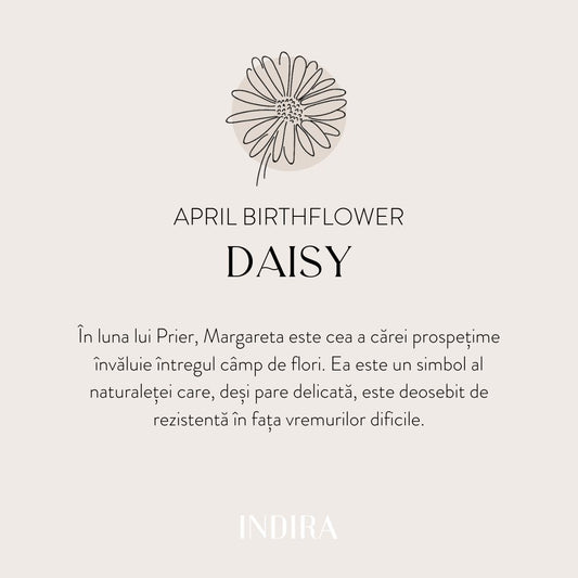 Brățară șnur pentru copii din aur alb Birth Flower - April Daisy - Indira