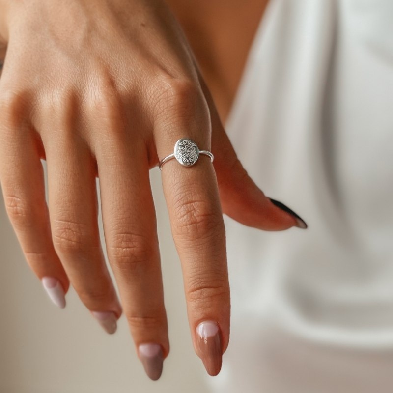 Stříbrný prsten Birth Flower - listopad Chryzantéma - Indira