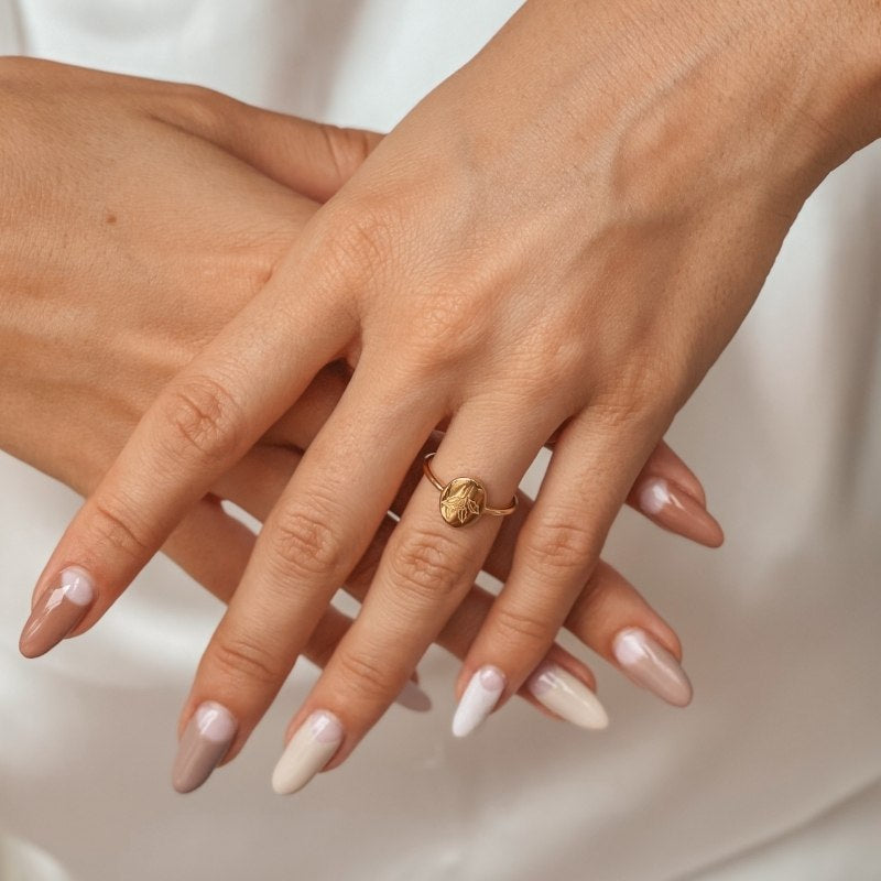 Prsten ze stříbra Birth Flower Golden - prosincový cesmína - Indira