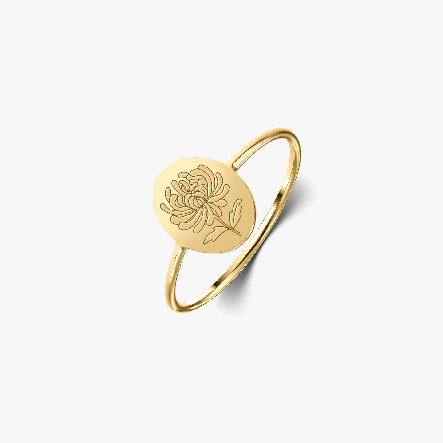 Stříbrný prsten Birth Flower Golden - Listopadová chryzantéma - Indira