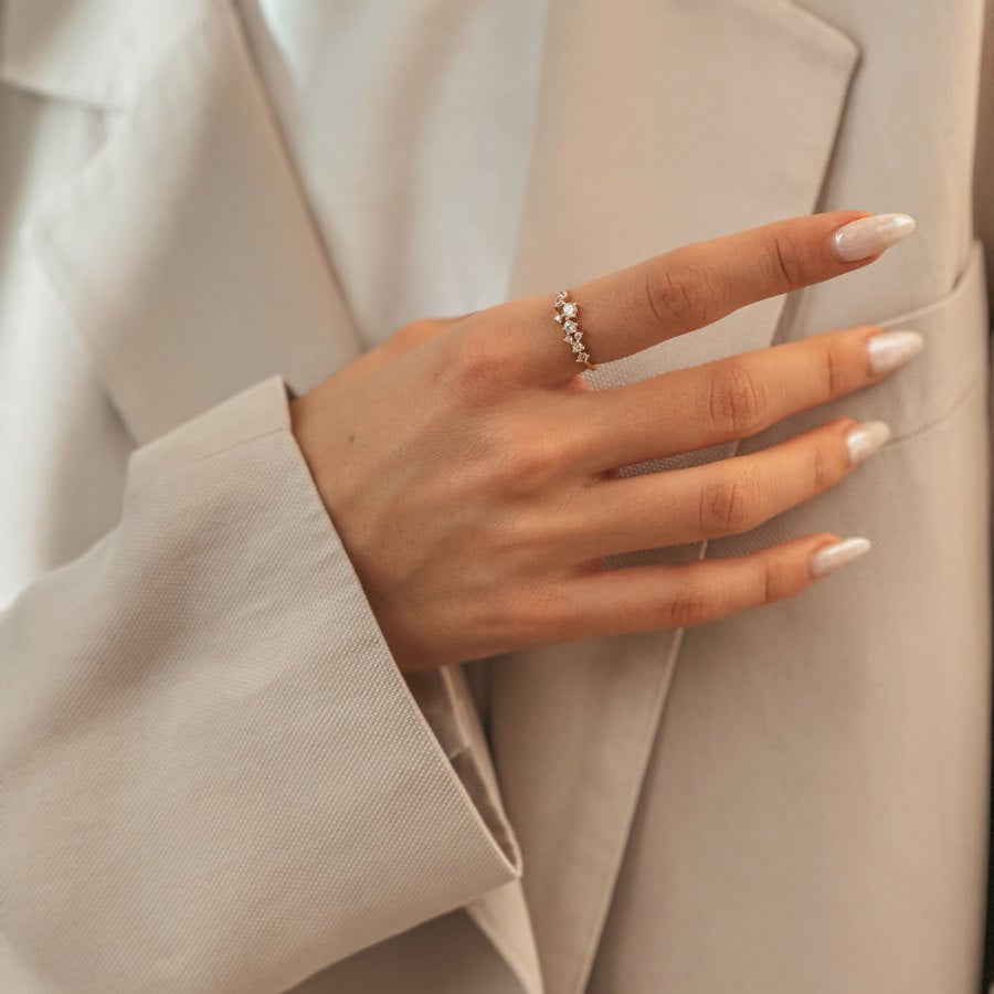 Stříbrný prsten Golden Galaxy - Zirkon - Indira