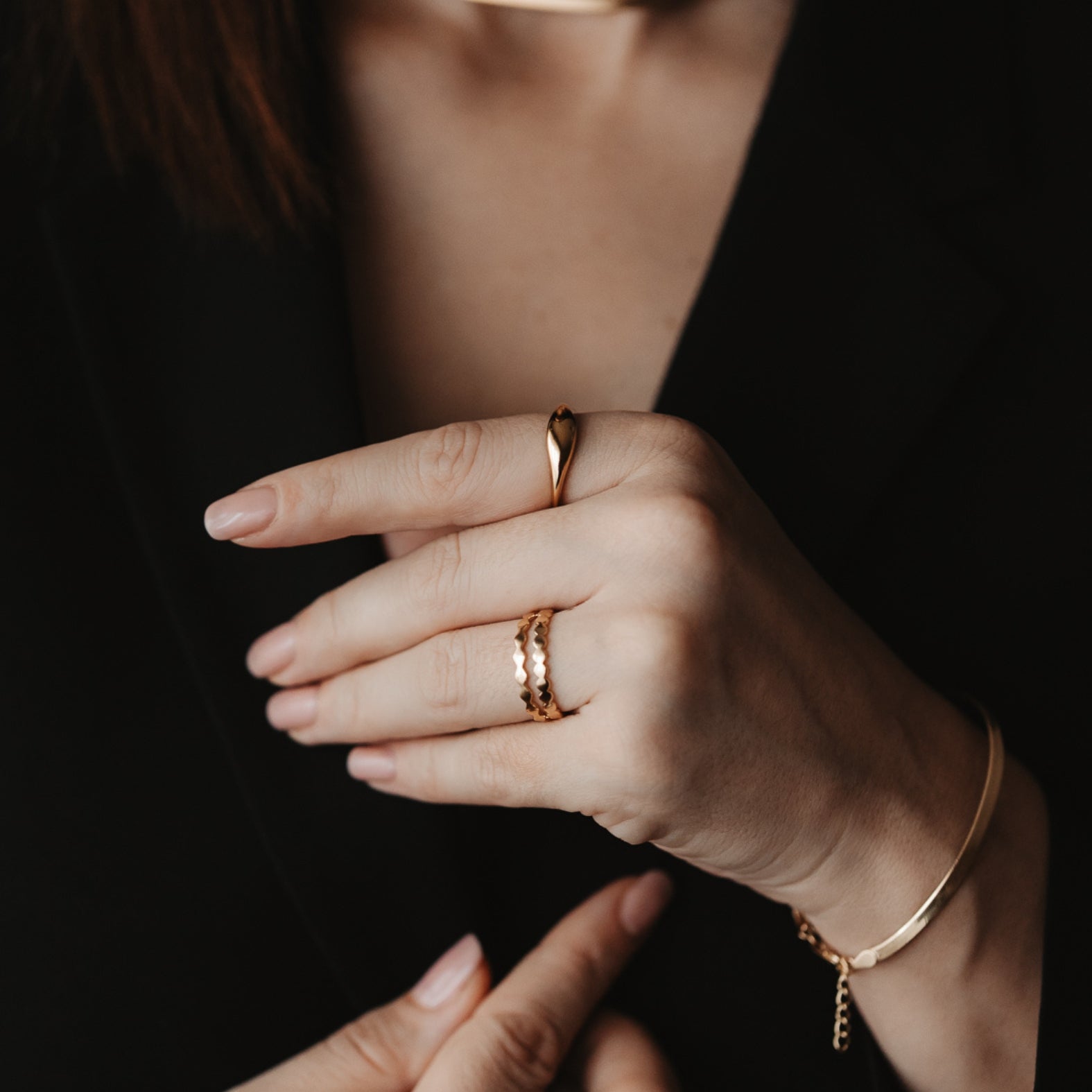 Inel din argint placat cu aur Sculpture - Indira