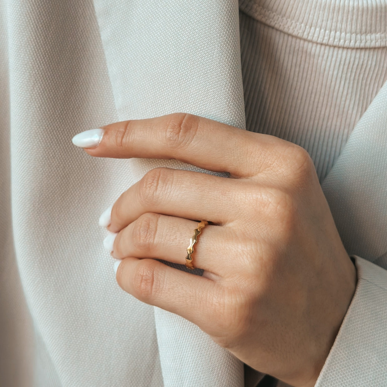 Inel din argint placat cu aur Sculpture - Indira