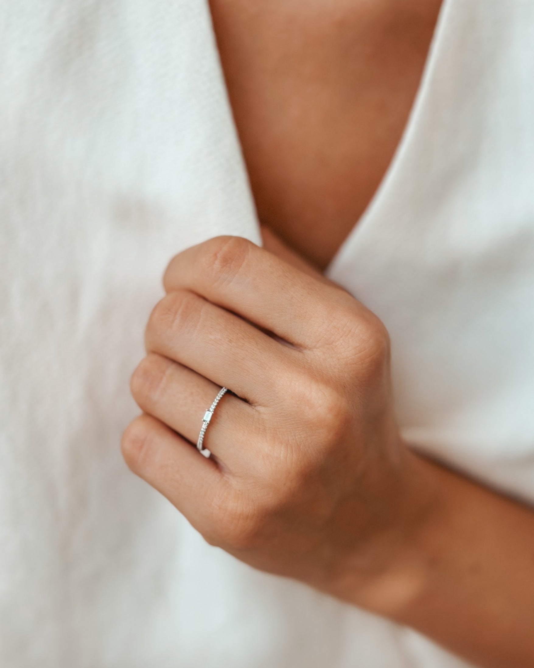 Inel din aur alb Celeste – Diamante - Indira