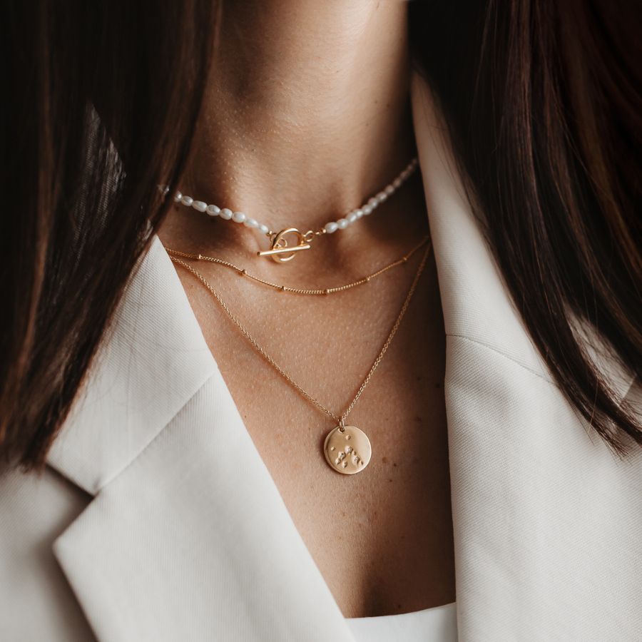 Stříbrný náhrdelník Golden Beaded - Indira