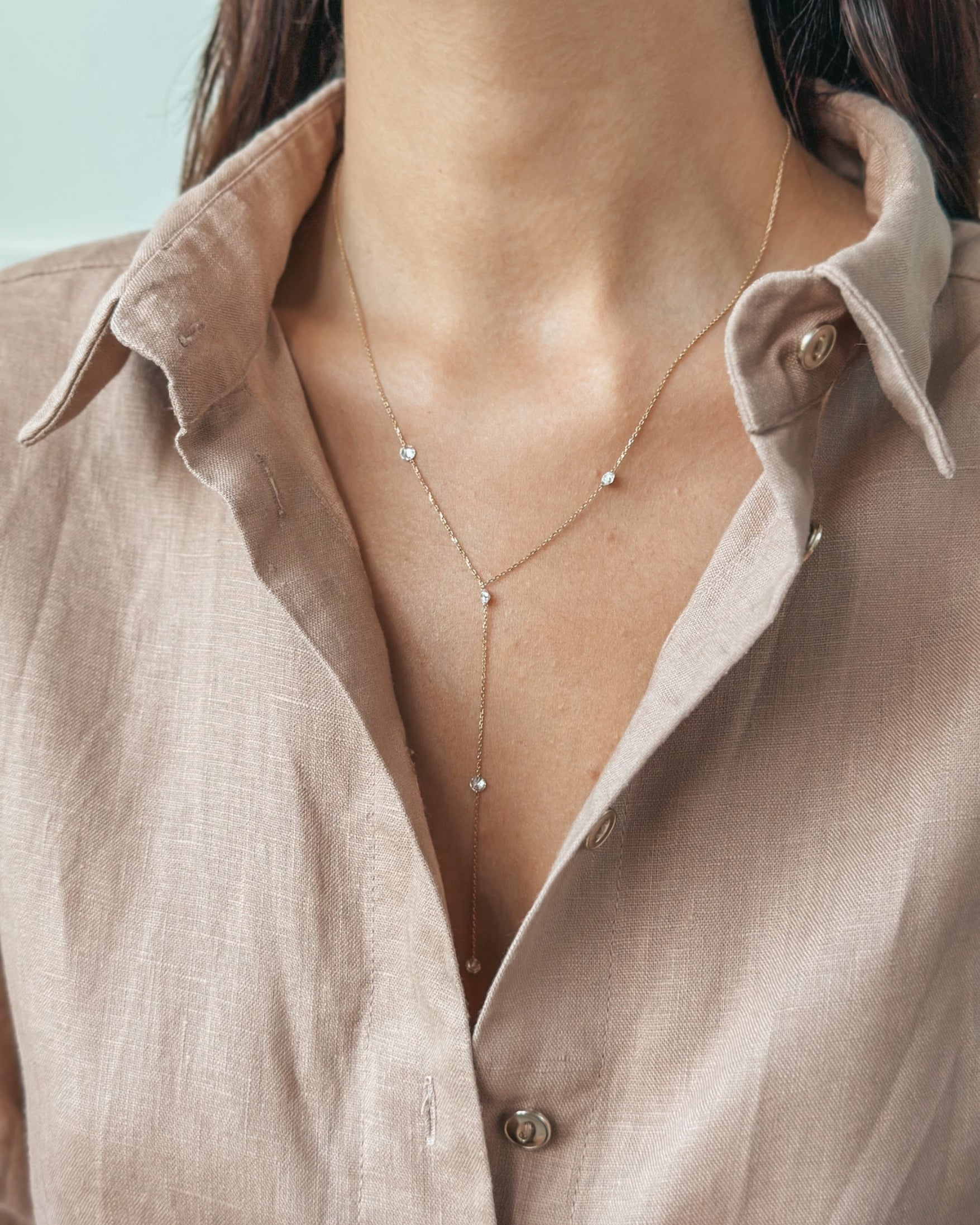 Náhrdelník z žlutého zlata Diamond Drops - Diamanty - Indira