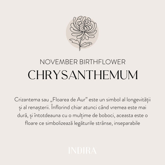 Colier din argint Birth Flower Golden - November Chrysanthemum - Indira