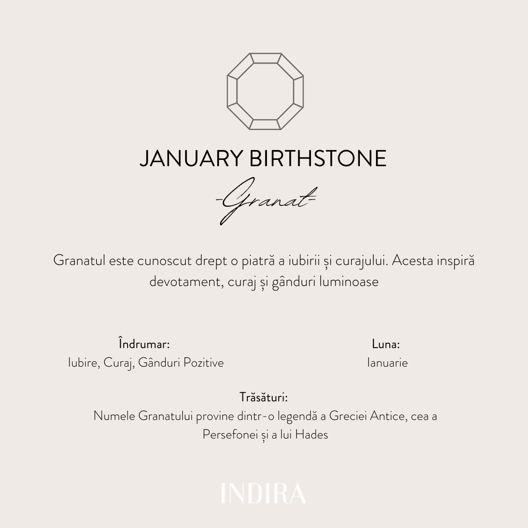 Stříbrný náramek Birthstone Golden January - Granát - Indira