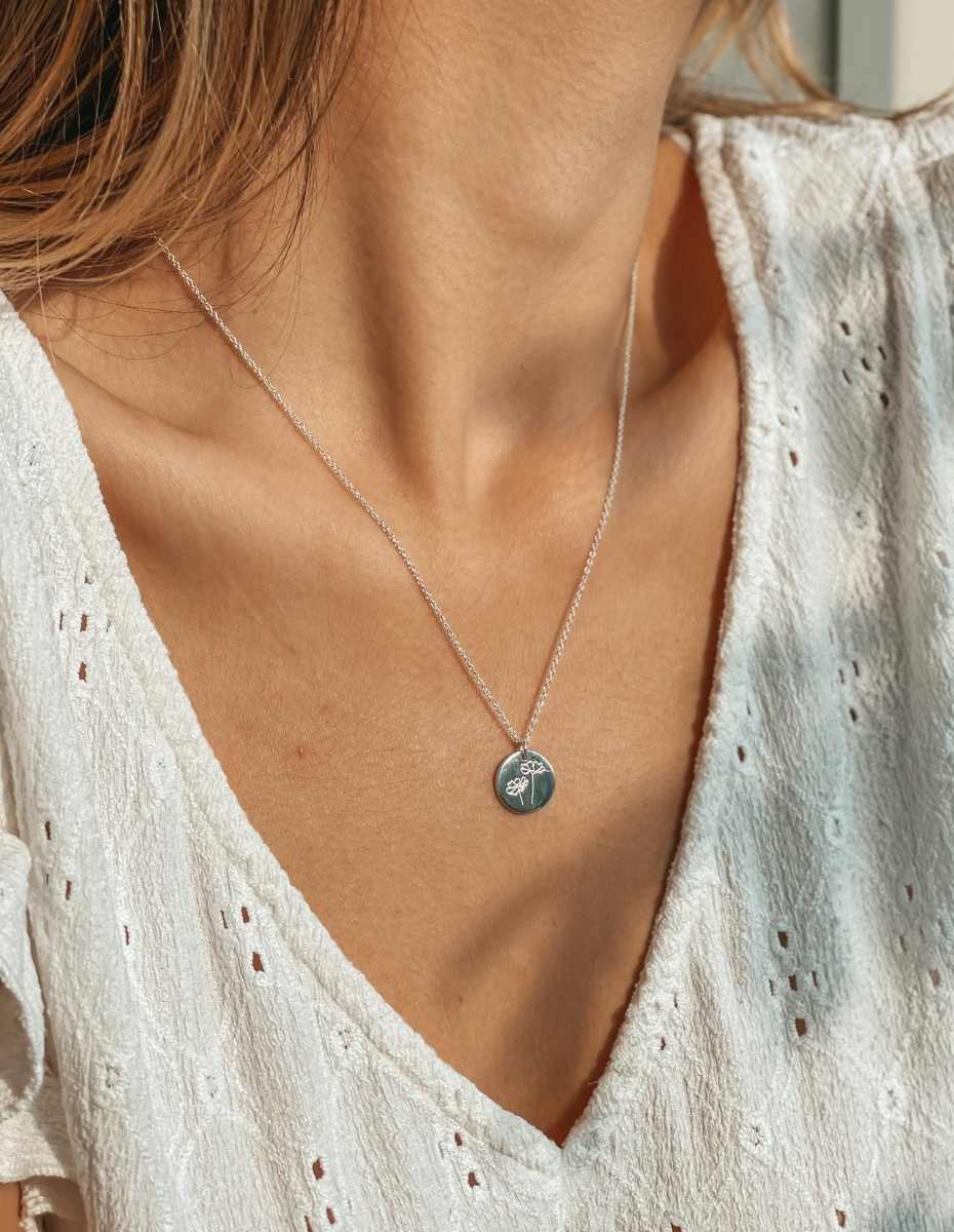 Stříbrný náhrdelník Birth Flower Silver - October Cosmos - Indira