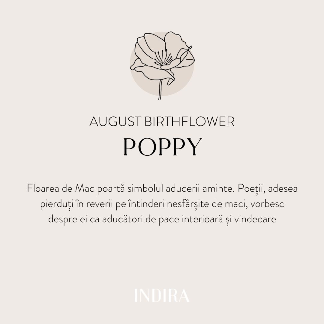 Stříbrný náhrdelník Birth Flower Golden - Srpen Mák - Indira
