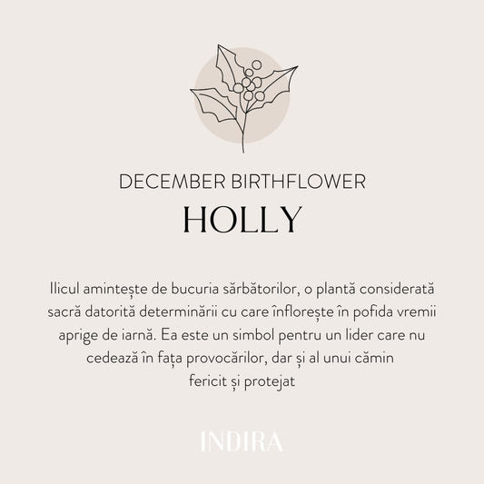 Stříbrný náhrdelník Birth Flower Silver - Prosinec Holly - Indira
