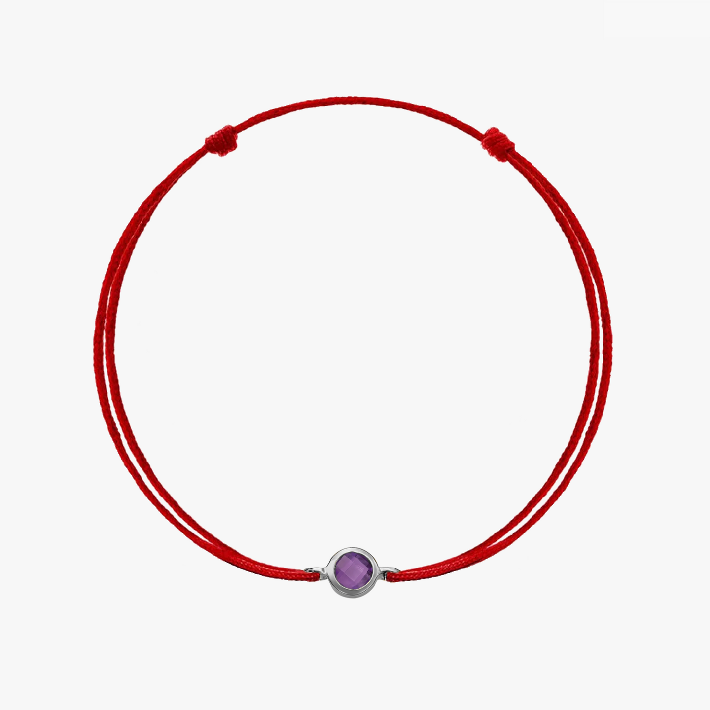 Stříbrný náramek na šňůrce Birthstone Silver February - Ametyst - Indira