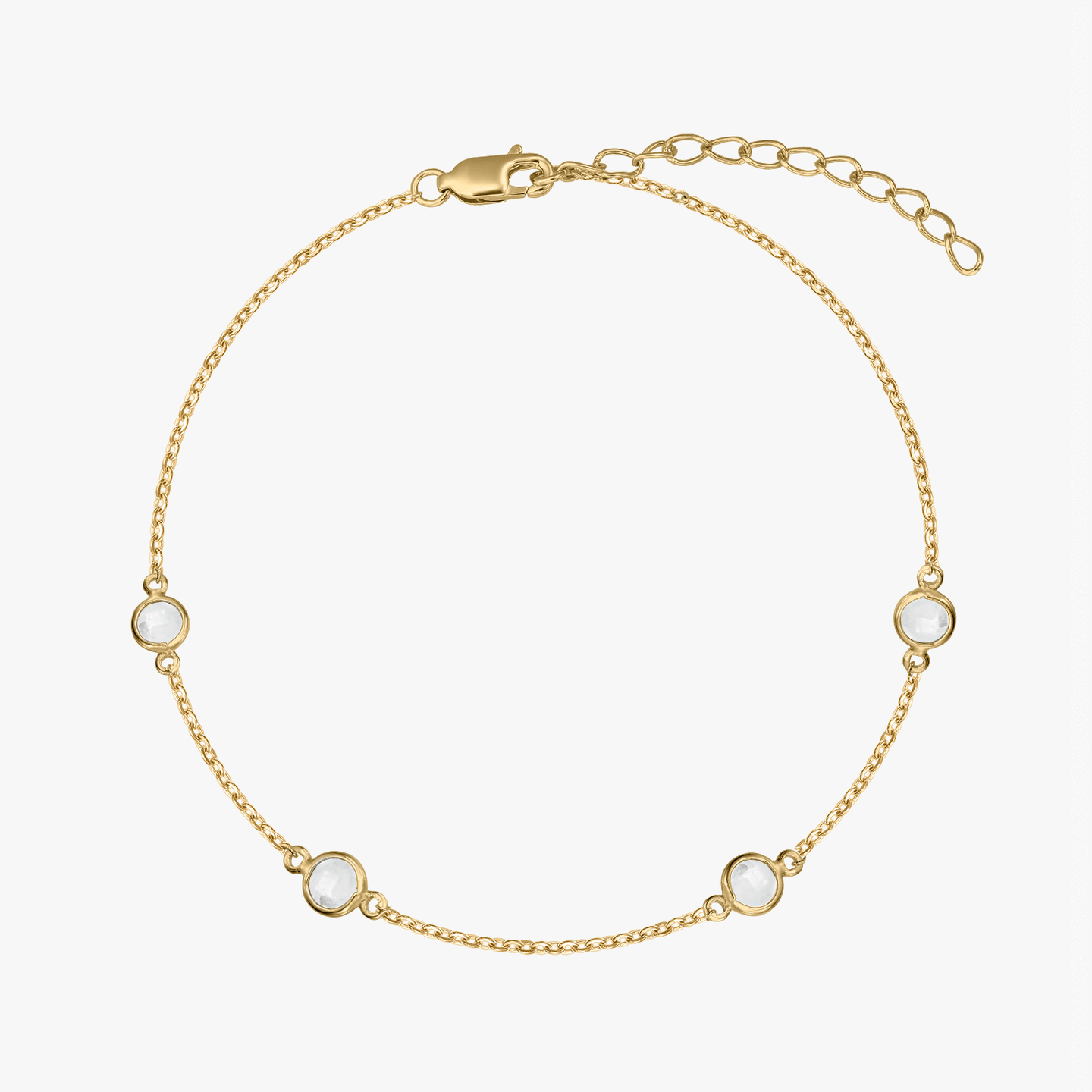 Stříbrný náramek Birthstone Golden April - Bílý topaz - Indira