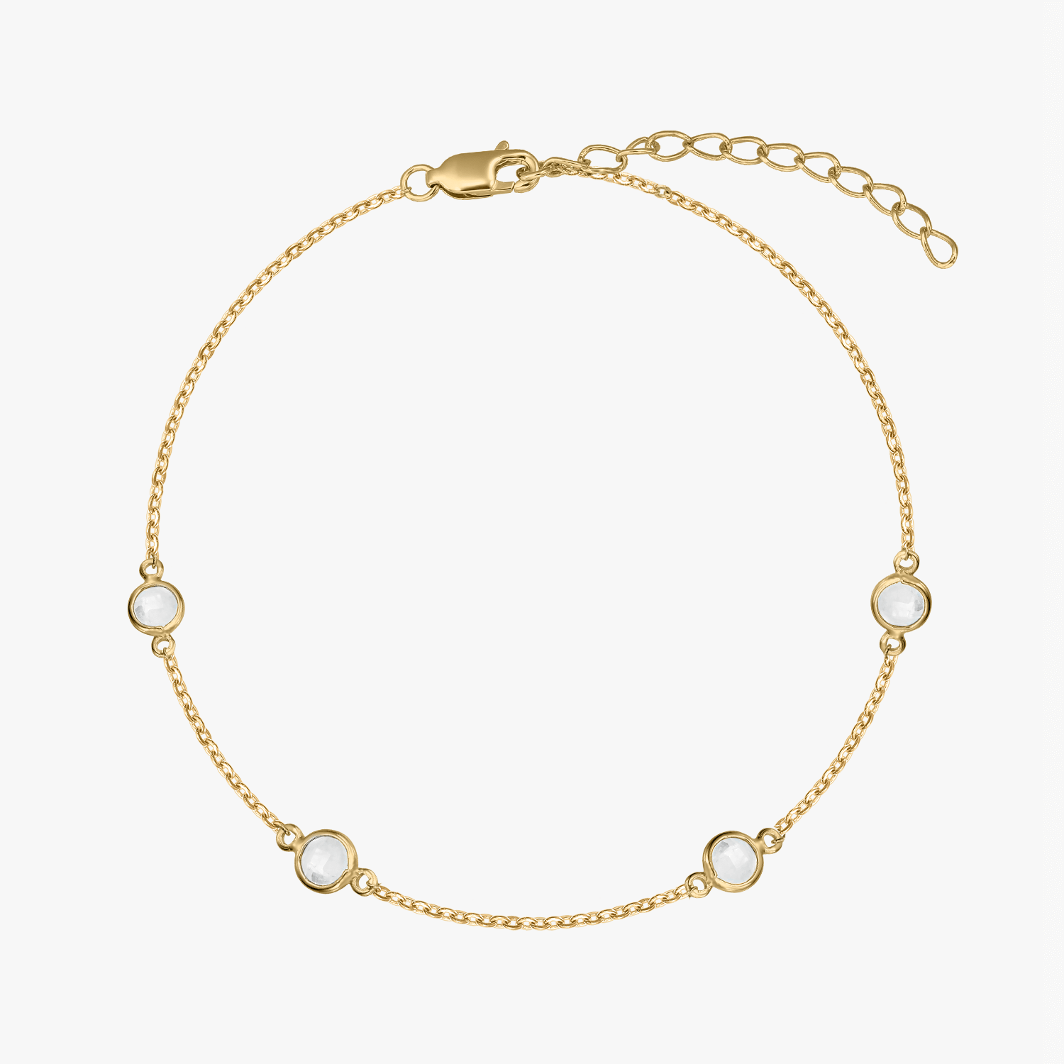 Stříbrný náramek Birthstone Golden April - Bílý topaz - Indira