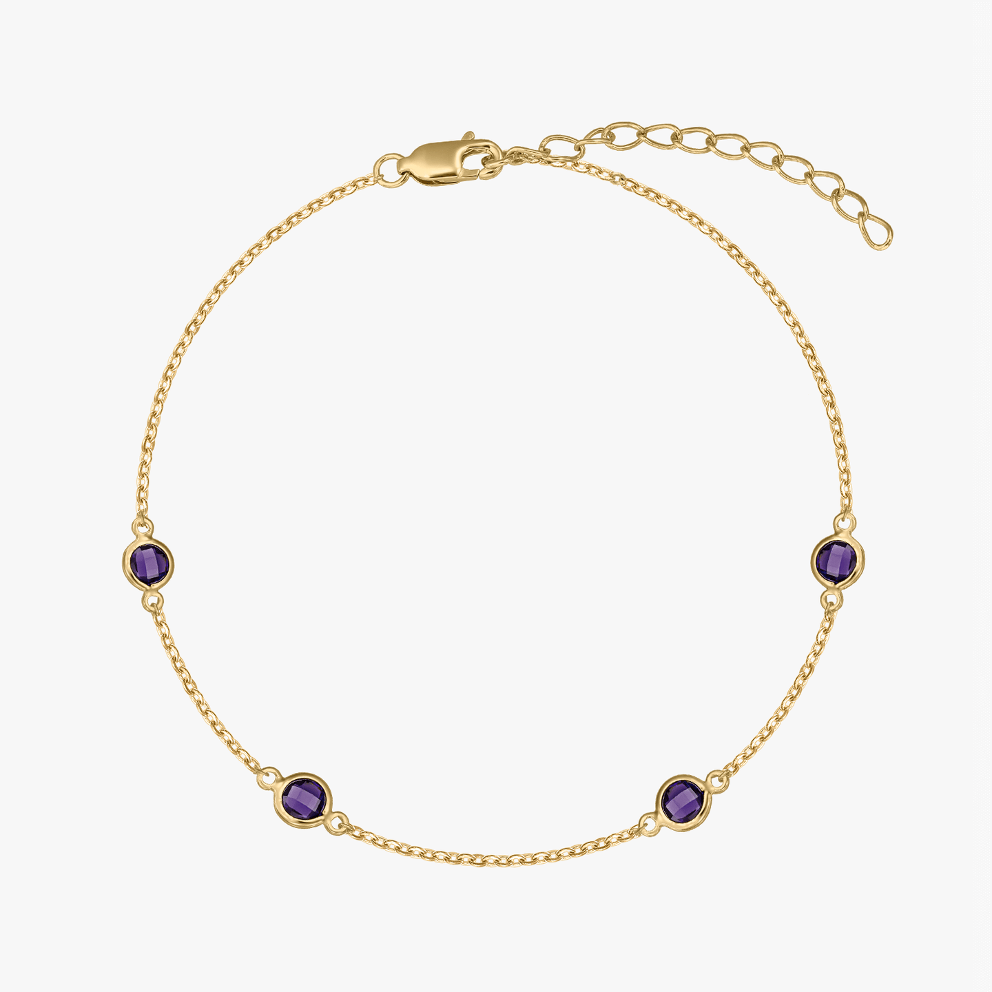 Náramek z ryzího stříbra Birthstone Golden February - Ametyst - Indira