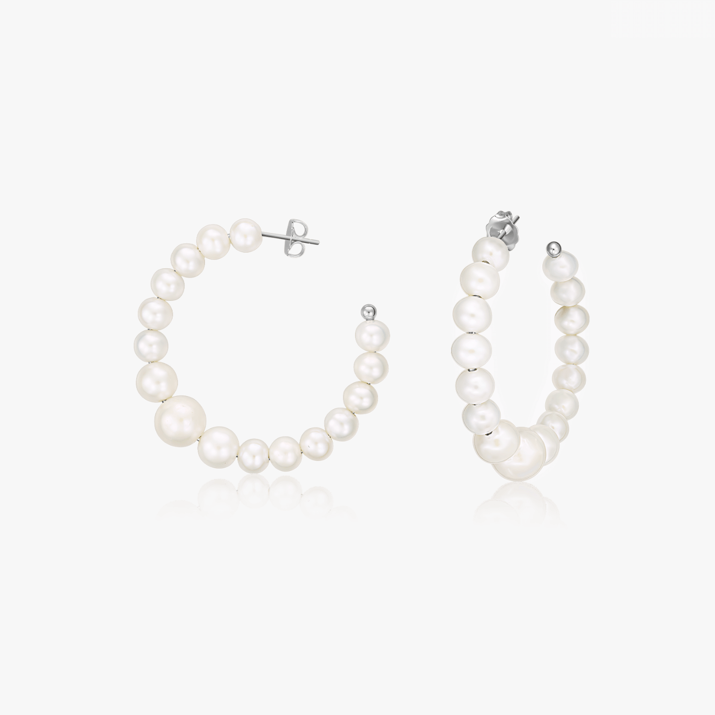 Cercei din argint Pearl Hoops - Perle Naturale - Indira