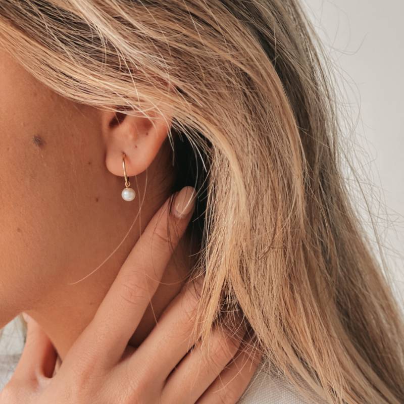 Zlaté náušnice Little Drop - Přírodní perly - Indira