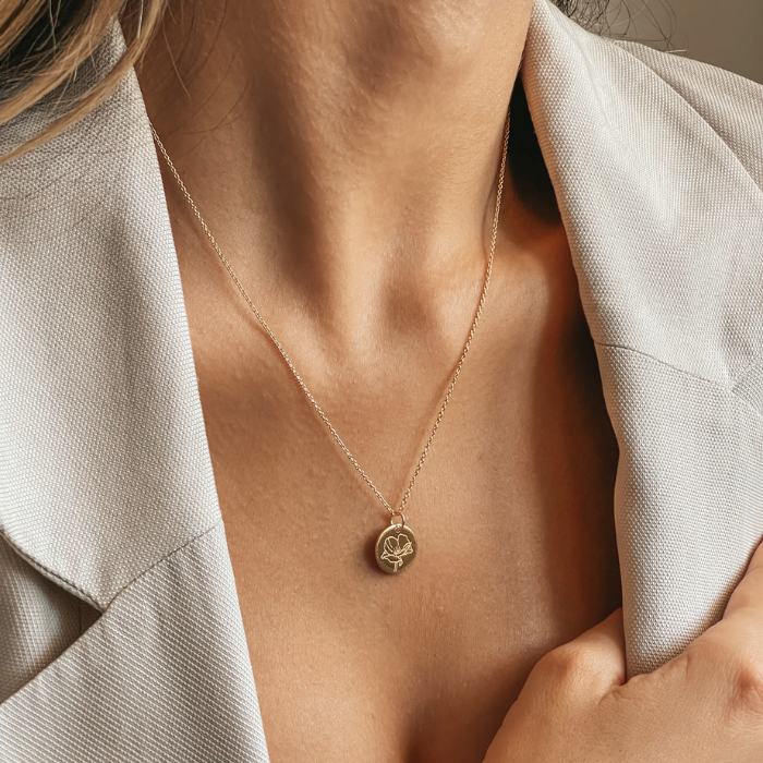 Stříbrný náhrdelník Birth Flower Golden - August Poppy - Indira