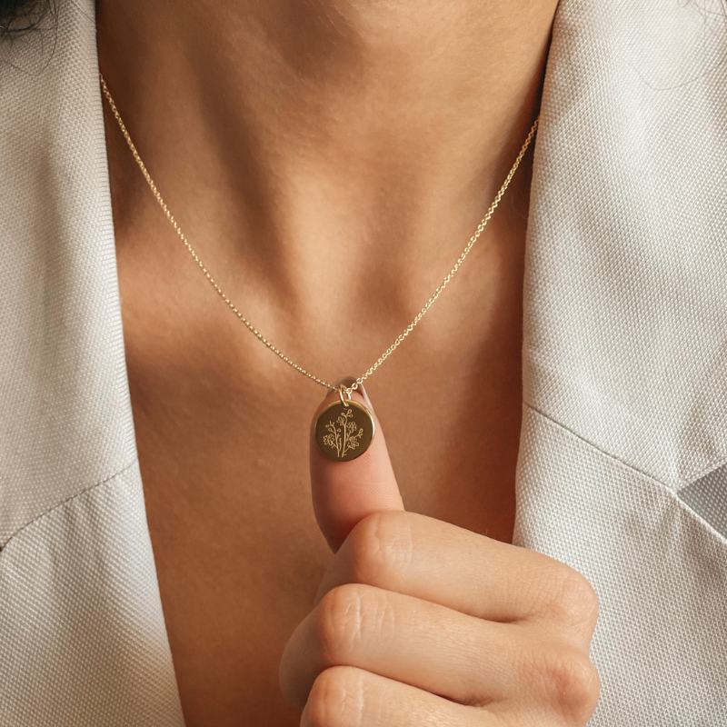 Stříbrný náhrdelník Birth Flower Golden - Září Aster - Indira