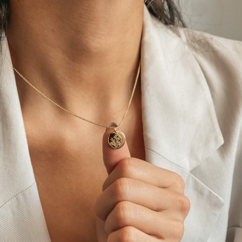 Stříbrný náhrdelník Birth Flower Golden - Září Aster - Indira